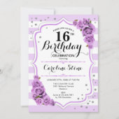 16e verjaardag - Lavender White Purple Flowers Kaart (Voorkant)