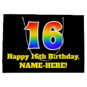 16e verjaardag ~ Leuk, Kleurrijk, Levendig, Regenb Groot Cadeauzakje (Achterkant)