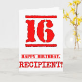 16e verjaardag: Leuk, rood rubberen stempel geïnsp Kaart (Gele Bloem)