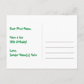 16e verjaardag - Leuk vuurwerkpatroon + Regenboog  Briefkaart (Achterkant)