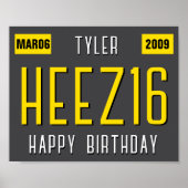 16e Verjaardag Licentie Bord Poster, Nieuw Driver Poster (Voorkant)