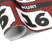 16e verjaardag  Lijst voor Him RED CHECKS V12 Cadeaupapier (Rol Hoek)