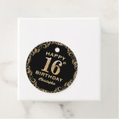 16e verjaardag Lijst voor zwarte en goudglitter Bedankjes Labels (In situ)
