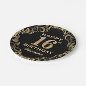 16e verjaardag Lijst voor zwarte en goudglitter Papieren Bordje (Gekanteld)