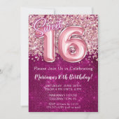 16e verjaardag magenta roze kaart (Voorkant)