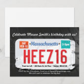 16e verjaardag Massachusetts uitnodiging van de jo (Voorkant / Achterkant)