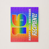 16e verjaardag — Meerkleurig regenboogpatroon "16" Legpuzzel (Verticaal)