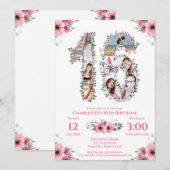 16e verjaardag meisje Foto collage roze ventilator Kaart (Voorkant / Achterkant)