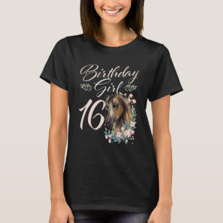 16e verjaardag meisje paard 16 jaar oud bday t-shirt