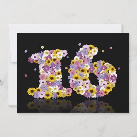 16e verjaardag, met bloembranen kaart (Voorkant)