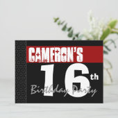 16e verjaardag Modern Red Black Stars v01 Kaart (Staand voorkant)