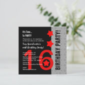 16e verjaardag Modern Red Silver Black A11A Kaart (Staand voorkant)
