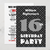 16e verjaardag Modern Teen Black Diamonds W704 Kaart (Voorkant / Achterkant)