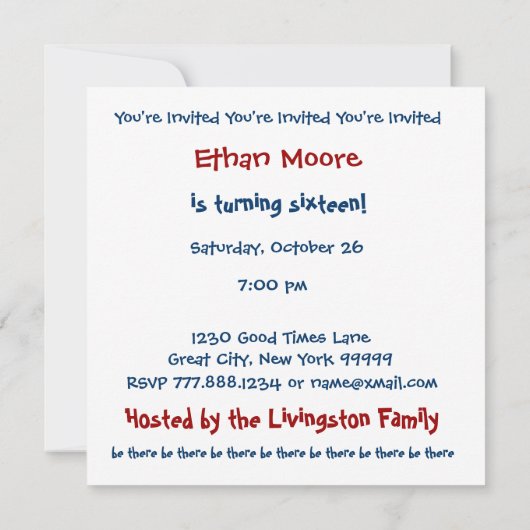 16e verjaardag Moderne geometrische blauwe W1833 Kaart (Achterkant)