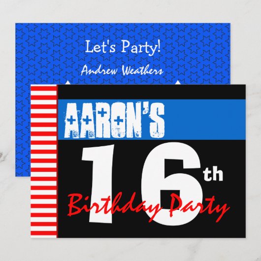 16e verjaardag Moderne, heldere blauwe sterren 2B2 Kaart (Voorkant / Achterkant)