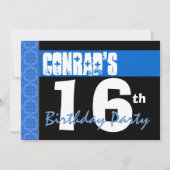 16e verjaardag Moderne, heldere blauwe sterren 2B2 Kaart (Voorkant)