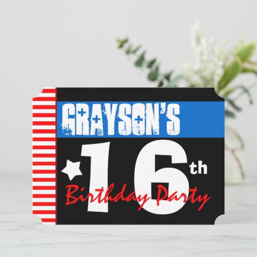 16e verjaardag Moderne Rode Stripes 2B2A1 Kaart (Staand voorkant)