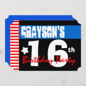 16e verjaardag Moderne Rode Stripes 2B2A1 Kaart (Voorkant / Achterkant)