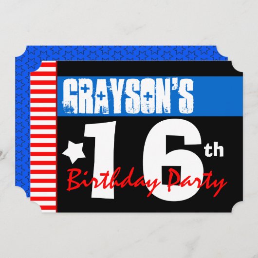 16e verjaardag Moderne Rode Stripes 2B2A1 Kaart (Voorkant / Achterkant)