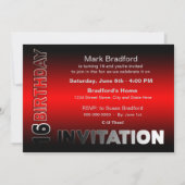 16e verjaardag - Moderne, rode/zwarte/zilver Kaart (Achterkant)