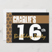 16e verjaardag Moderne Zwarte Gold 2B6 Kaart (Voorkant)