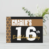 16e verjaardag Moderne Zwarte Gold 2B6 Kaart (Staand voorkant)