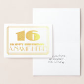 16e verjaardag; naam + Art Deco geïnspireerd look  Folie Kaarten (Display)