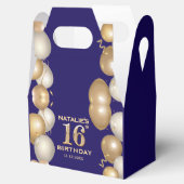 16e verjaardag Navy Blue en Gold Balloons Bedankdoosjes (Geopend)