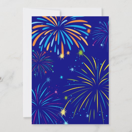16e verjaardag Navy Blue en Gold Rainbow Fireworks Kaart (Achterkant)