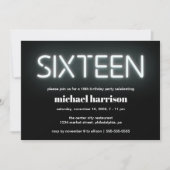 16e verjaardag Neon Lights Kaart (Voorkant)
