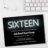 16e verjaardag Neon Lights Kaart