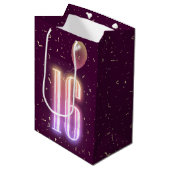 16e verjaardag Neon Sign en Confetti Medium Cadeauzakje (Voorkant Gekanteld)
