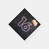 16e verjaardag Neon Sign On Black Napkins Servet (Hoek)