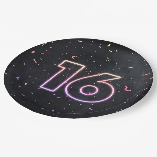 16e verjaardag Neon Sign on Black Paper Bord (Gekanteld)