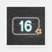 16e verjaardag Neon Sign On Brick Servet (Voorkant)