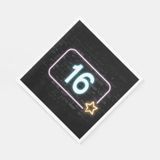 16e verjaardag Neon Sign On Brick Servet (Hoek)