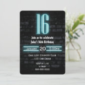 16e verjaardag Neon Sign op Brick Kaart (Staand voorkant)