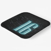 16e verjaardag Neon Sign op Brick Papieren Bordje (Gebogen)
