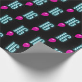 16e verjaardag Neon Sign. with Balloon Cadeaupapier (Hoek)