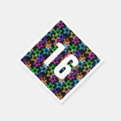 16e verjaardag Neon sterren op zwart Servet (Hoek)