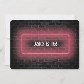 16e verjaardag Neon-teken op muur Kaart (Voorkant)