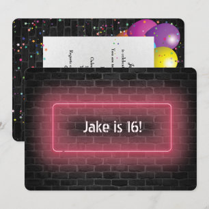 16e verjaardag Neon-teken op muur Kaart