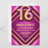 16e verjaardag Neon uitnodiging (Voorkant)