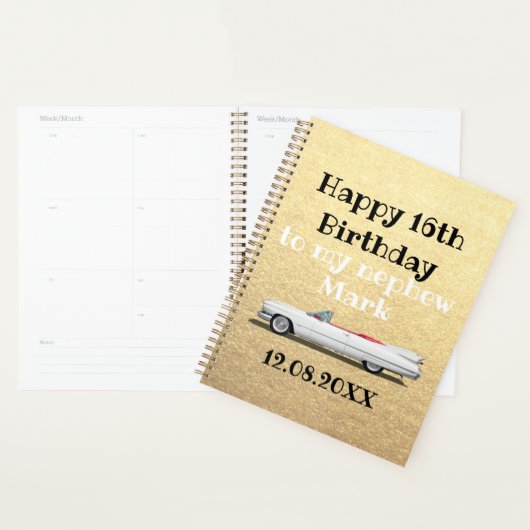 16e verjaardag Nephew goud Planner (Display)