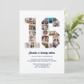 16e verjaardag nummer 16 aangepaste foto collage kaart (Staand voorkant)