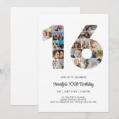 16e verjaardag nummer 16 aangepaste foto collage kaart (Voorkant / Achterkant)