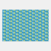 16e verjaardag nummers groen blauw inpakpapier vel (Voorkant 2)