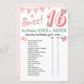 16e verjaardag ooit of nooit (Voorkant / Achterkant)