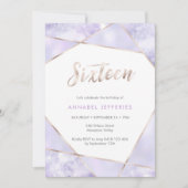 16e verjaardag paars en goud kaart (Voorkant)