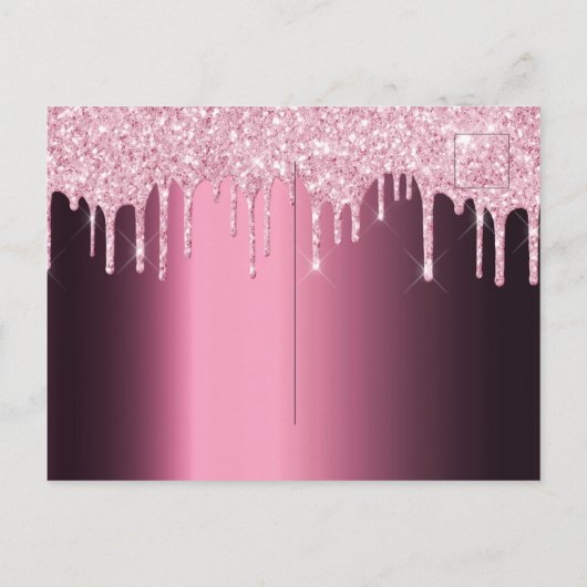 16e verjaardag paarse glitter-uitnodiging briefkaart (Achterkant)